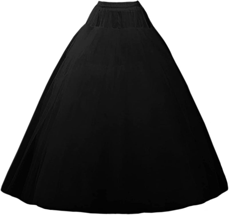 Mannice A-Line Hoopless Petticoat Skirt Crinoline Underskirt Half Slips Floor Length Petticoats for Women - Image 1